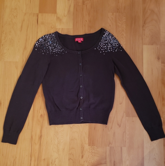 Charcoal Grey XS Cardigan by Elle, with Set of 2 Bonus Scarves - Picture 2 of 3